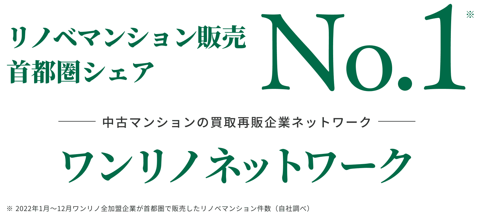 リノベマンション販売 首都圏 NO.1 ワンリノネットワーク